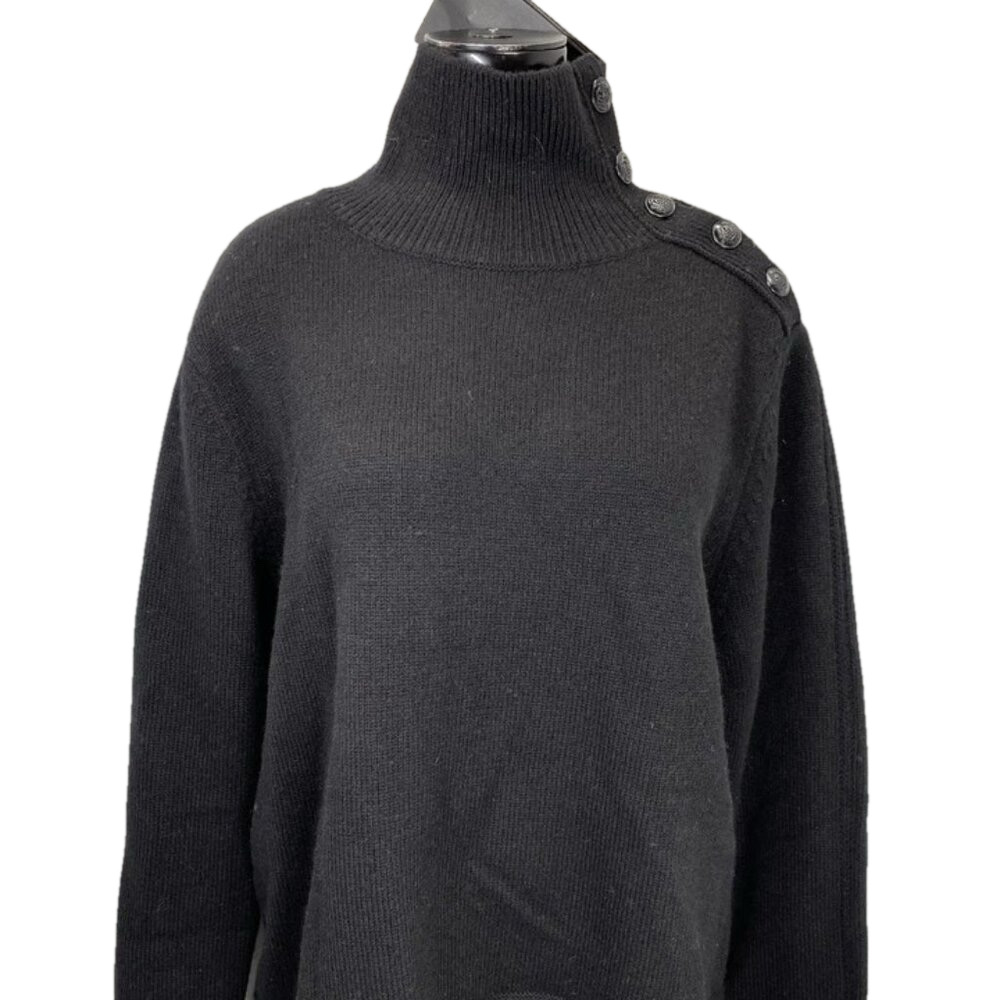 NEW THE KOOPLES Women's Funnel Neck Wool Sweater – Black – Size L – NWT